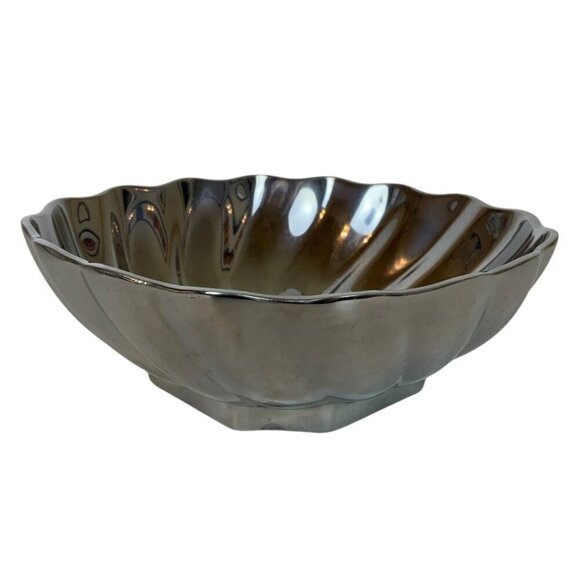Wilton Armetale Eddy Small Bowl Square Scalloped Edge Shiny Pewter #153004 - Picture 6 of 8